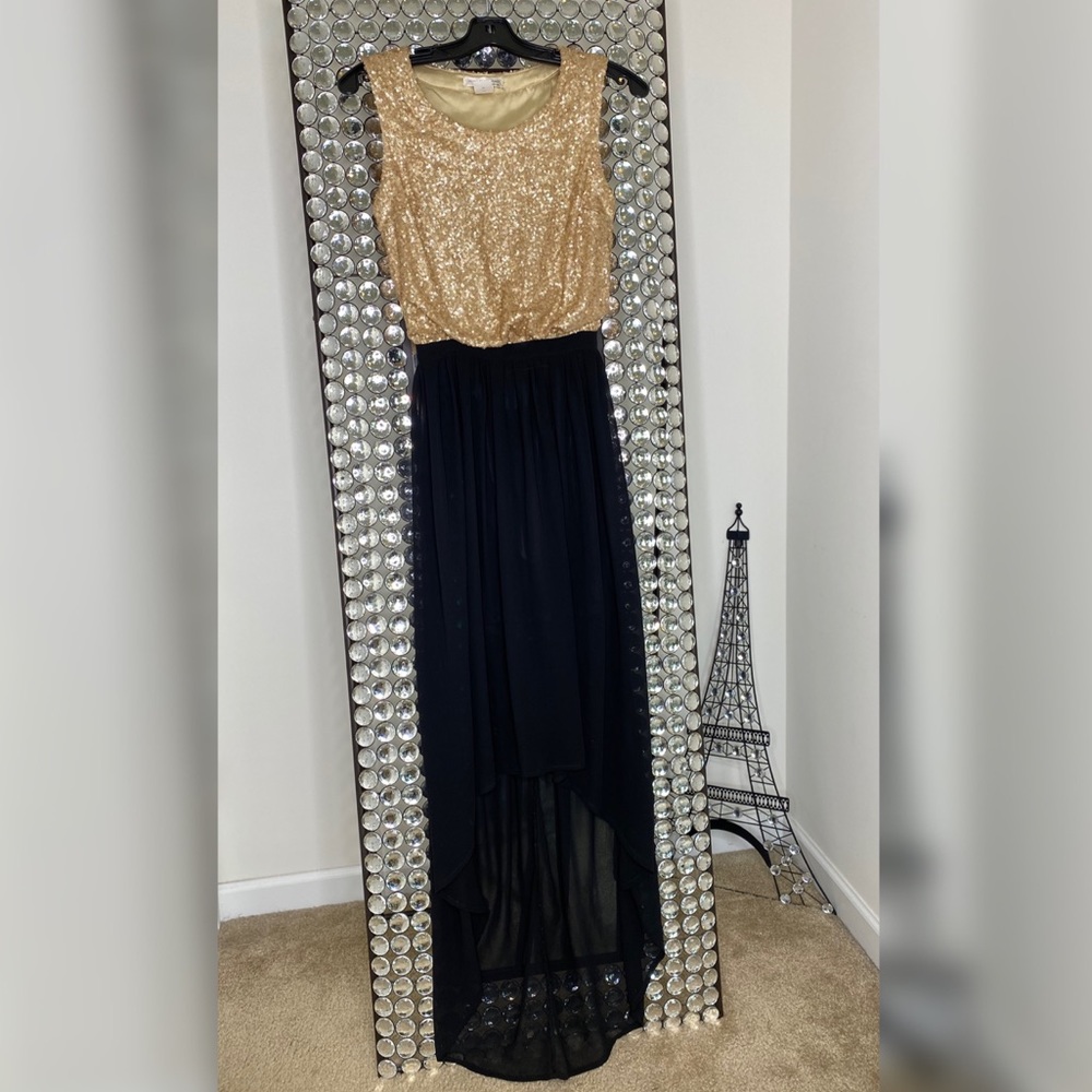 Black & Gold High Low Dress